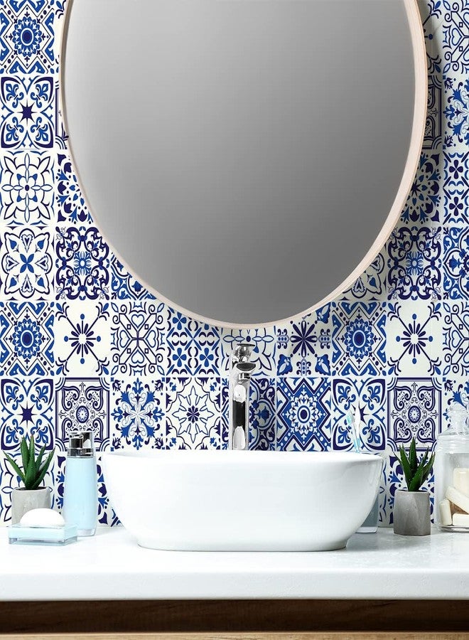 FLETIX Vinyl Peel and Stick Waterproof Wallpaper for Old Furniture Self Adhesive and Removable Surfaces for Home Cabinet Oil Proof Kitchen Countertop Stickers (1, Blue Floral(60x200cm)) - Image 3